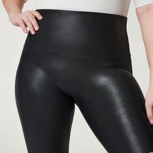 Spanx Faux Leather Black Leggings Women Size XL